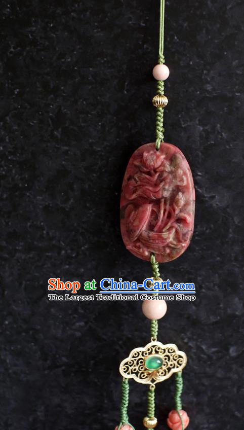 Chinese Traditional Hanfu Waist Accessories Ancient Ming Dynasty Princess Purple Tassel Pendant