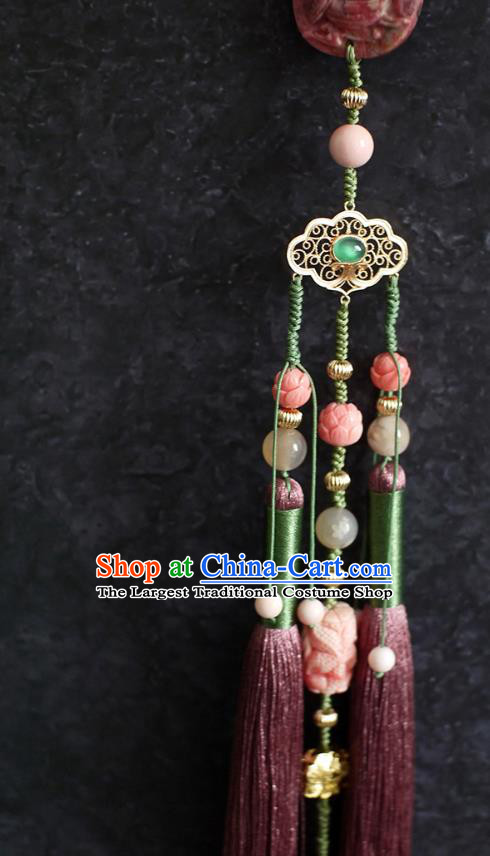 Chinese Traditional Hanfu Waist Accessories Ancient Ming Dynasty Princess Purple Tassel Pendant