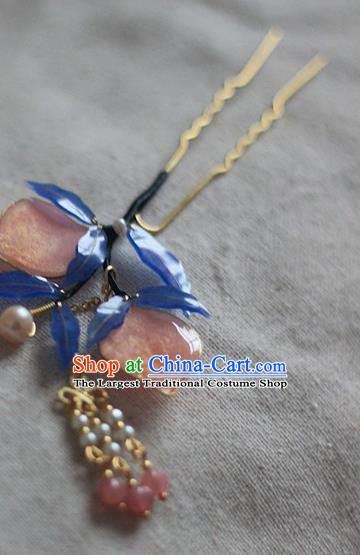 Chinese Traditional Song Dynasty Hair Stick Ancient Young Lady Peach Hairpin