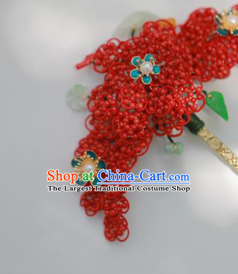 Chinese Traditional Ming Dynasty Wedding Hair Stick Ancient Empress Cloisonne Plum Blossom Hairpin