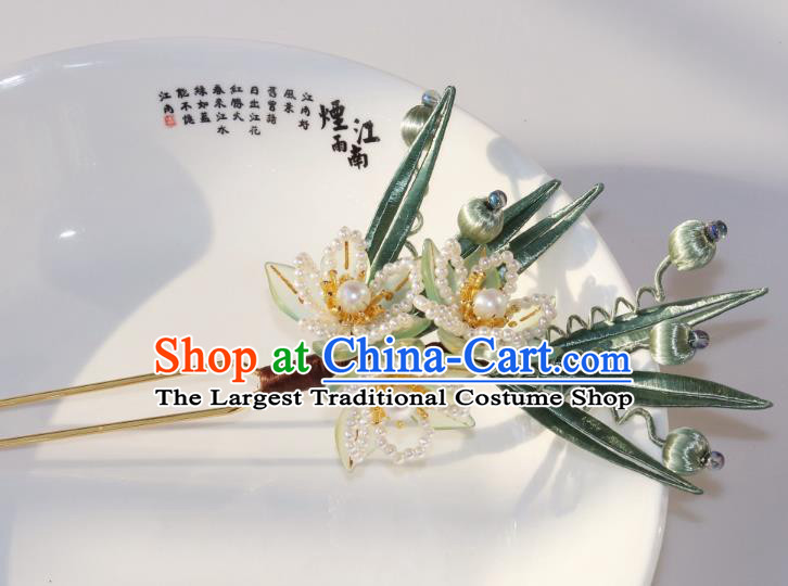 Chinese Ancient Princess Hair Stick Traditional Ming Dynasty Beads Peach Blossom Hairpin