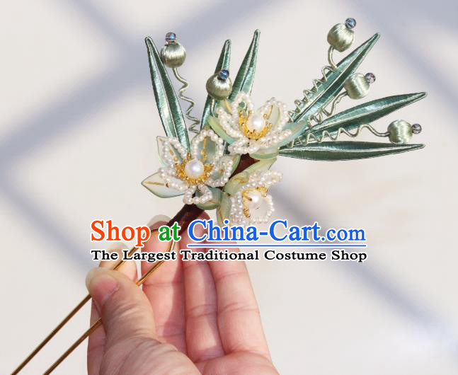 Chinese Ancient Princess Hair Stick Traditional Ming Dynasty Beads Peach Blossom Hairpin