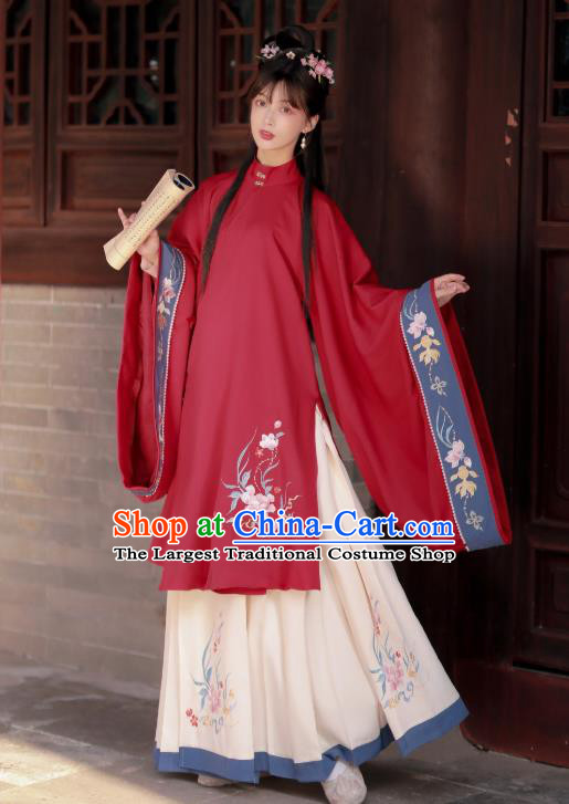 China Ancient Red Hanfu Dress Garment Traditional Ming Dynasty Palace Princess Historical Costumes