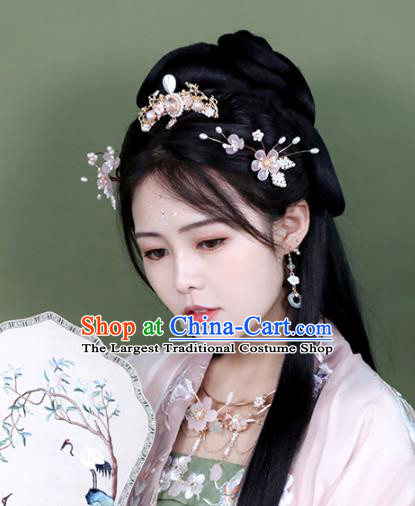 Chinese Ancient Palace Beauty Tassel Hairpin Traditional Ming Dynasty Princess Shell Hair Crown