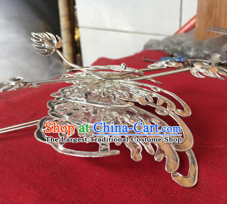Chinese Ancient Princess Silver Butterfly Hairpin Traditional Ming Dynasty Court Empress Hair Accessories