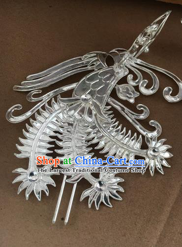 Chinese Ancient Queen Silver Phoenix Hairpin Traditional Ming Dynasty Empress Hair Stick