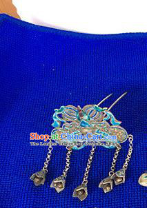 Chinese Ancient Palace Princess Hairpin Traditional Qing Dynasty Court Lady Cloisonne Butterfly Tassel Hair Stick