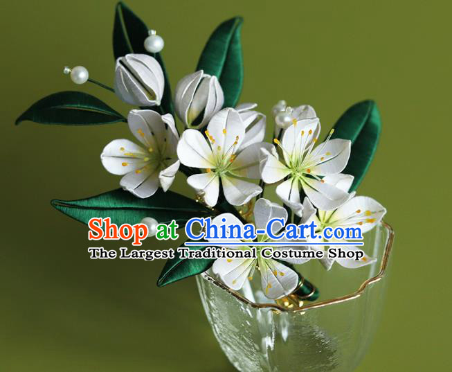 Chinese Traditional Ming Dynasty Hairpin Hair Accessories Ancient Princess White Silk Pear Blossom Hair Stick
