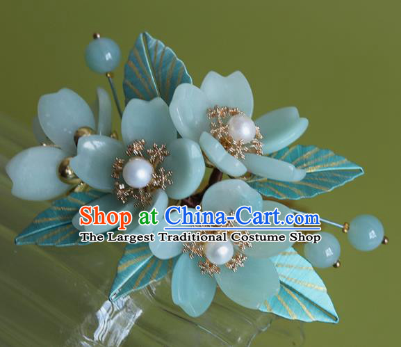 Chinese Traditional Hanfu Hairpin Hair Accessories Ancient Princess Amazonite Sakura Hair Stick