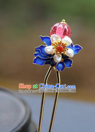 Chinese Traditional Ming Dynasty Queen Blueing Hair Stick Ancient Court Woman Hairpin