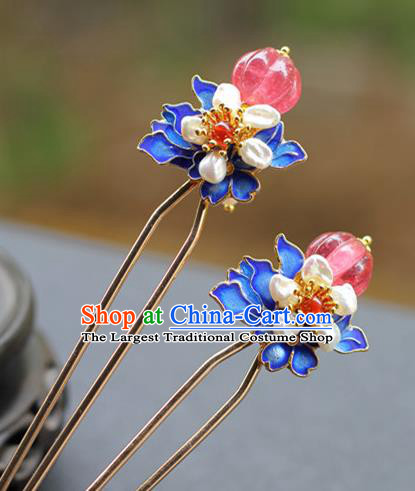 Chinese Traditional Ming Dynasty Queen Blueing Hair Stick Ancient Court Woman Hairpin