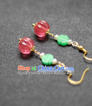 Handmade China Pearls Earrings Traditional Qing Dynasty Empress Jade Ear Accessories