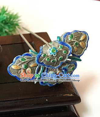 Chinese Ancient Imperial Consort Hair Crown Traditional Qing Dynasty Enamel Silver Hairpin