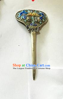 Chinese Ancient Court Woman Silver Hair Stick Traditional Qing Dynasty Imperial Consort Enamel Hairpin