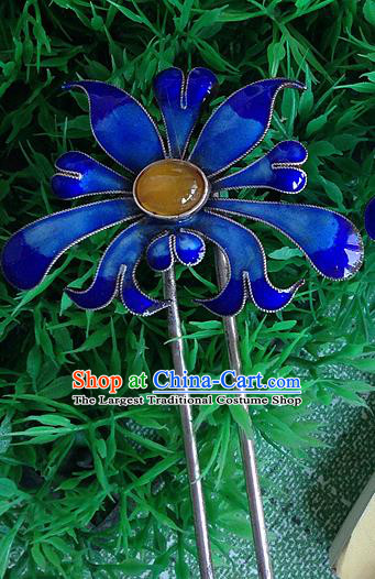 Chinese Ancient Imperial Consort Enamel Hair Stick Traditional Qing Dynasty Court Woman Ceregat Hairpin
