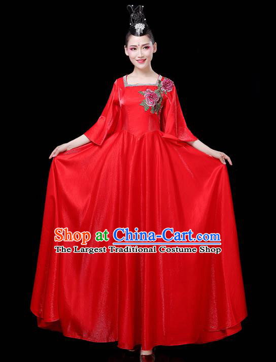 China Spring Festival Gala Opening Dance Modern Dance Clothing Woman Chorus Red Dress