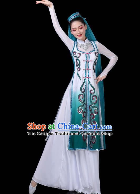 Chinese Ningxia Ethnic Woman Dress Traditional Hui Nationality Folk Dance Costume