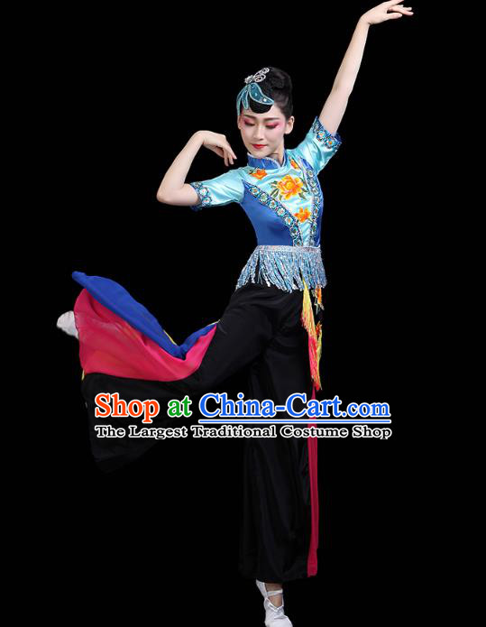 China Traditional Fan Dance Stage Performance Outfits Folk Dance Yangko Dance Clothing
