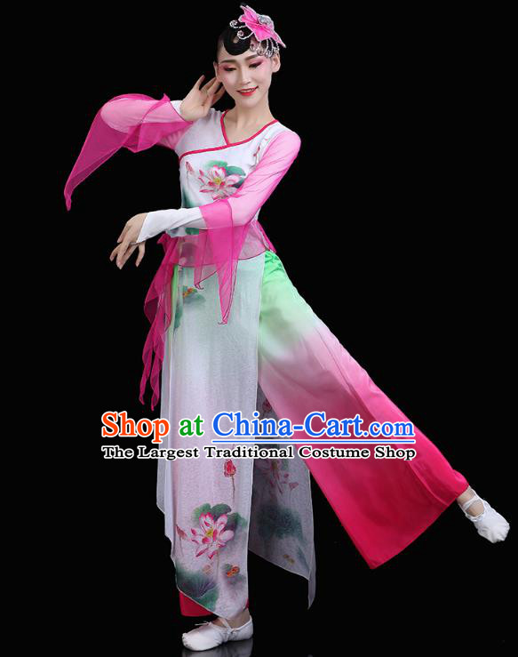 China Yangko Dance Lotus Dance Clothing Traditional Folk Dance Stage Performance Pink Outfits