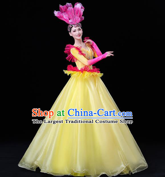 China Spring Festival Gala Opening Dance Yellow Dress Modern Dance Flower Dance Clothing