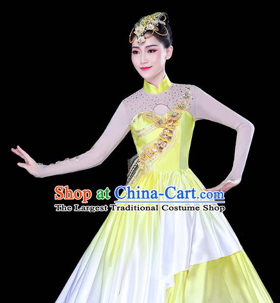 China Modern Dance Peony Dance Clothing Spring Festival Gala Opening Dance Yellow Dress