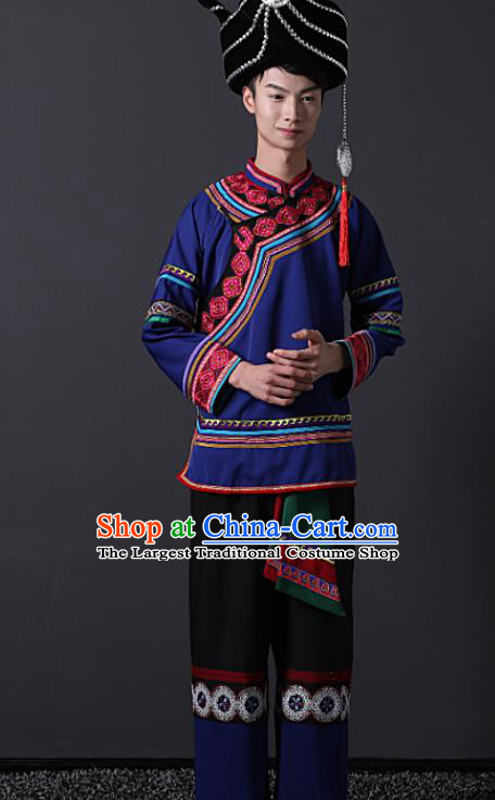 Chinese Liangshan Ethnic Wedding Bridegroom Clothing Traditional Yi Minority Male Stage Performance Outfits