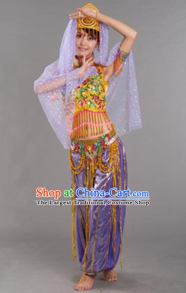 Indian Traditional Belly Dance Outfits Folk Dance Stage Performance Clothing and Hat