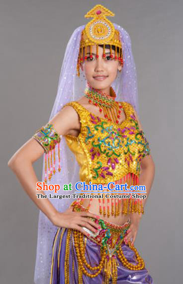 Indian Traditional Belly Dance Outfits Folk Dance Stage Performance Clothing and Hat