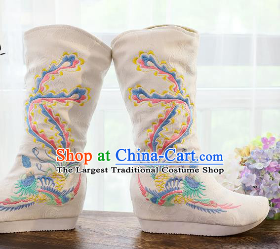 Chinese National Embroidered Cloth Shoes Traditional Hanfu Swordsman White Boots