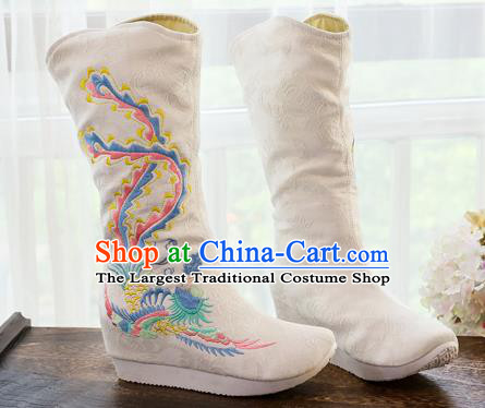 Chinese National Embroidered Cloth Shoes Traditional Hanfu Swordsman White Boots