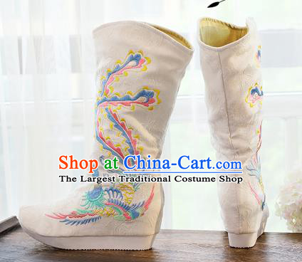 Chinese National Embroidered Cloth Shoes Traditional Hanfu Swordsman White Boots