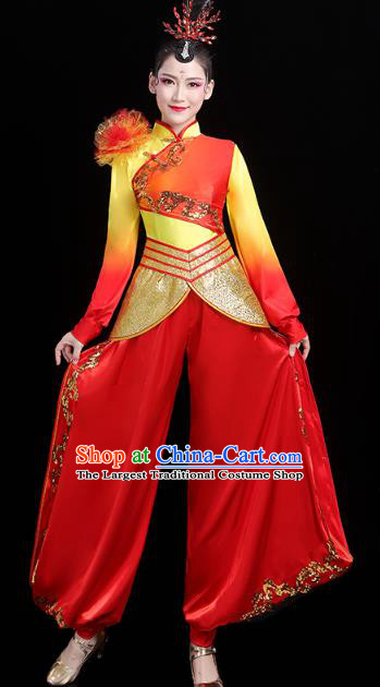 China Traditional Folk Dance Drum Dance Outfits New Year Yangko Dance Performance Clothing