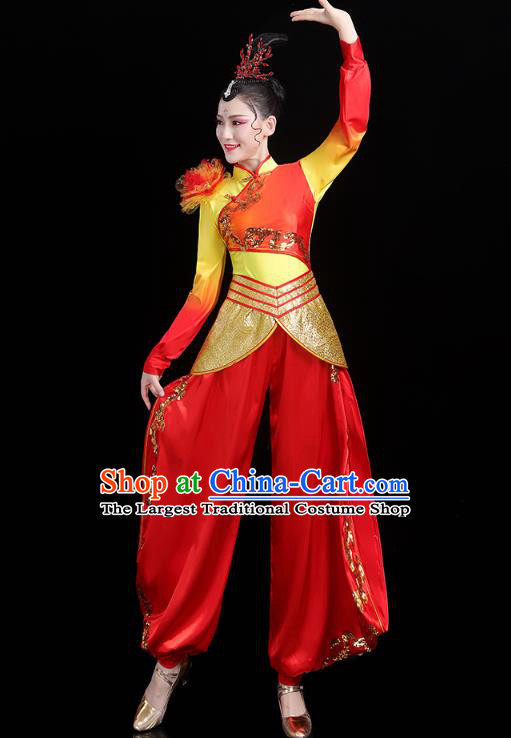 China Traditional Folk Dance Drum Dance Outfits New Year Yangko Dance Performance Clothing