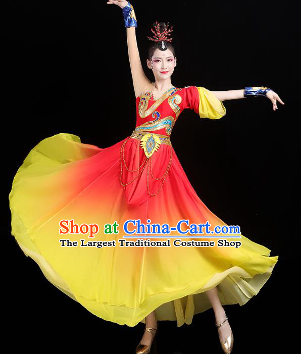 Chinese Classical Dance Water Sleeve Dress Traditional Group Dance Costume Fairy Dance Clothing