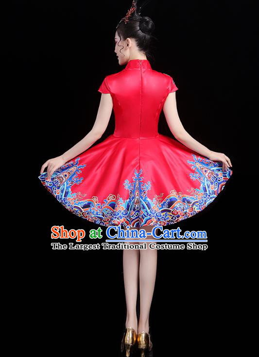 China Woman Modern Dance Chorus Group Clothing Spring Festival Gala Opening Dance Red Short Dress