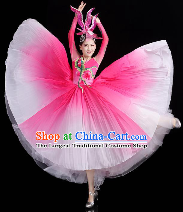 China Spring Festival Gala Opening Dance Rosy Dress Flower Dance Stage Performance Clothing
