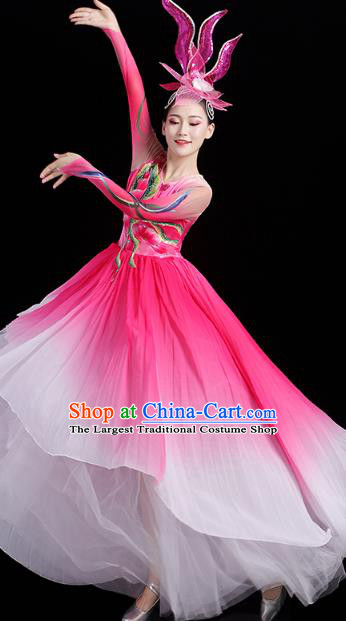 China Spring Festival Gala Opening Dance Rosy Dress Flower Dance Stage Performance Clothing