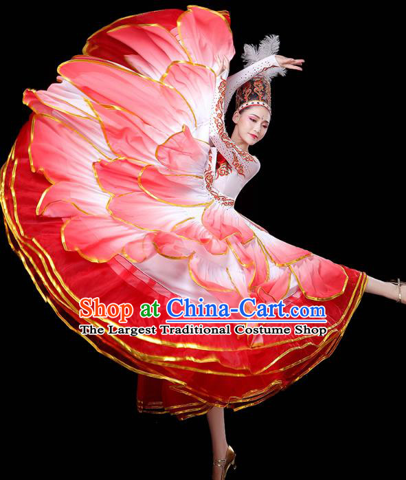 Chinese Traditional Uyghur Nationality Folk Dance Costume Xinjiang Ethnic Flower Dance Dress