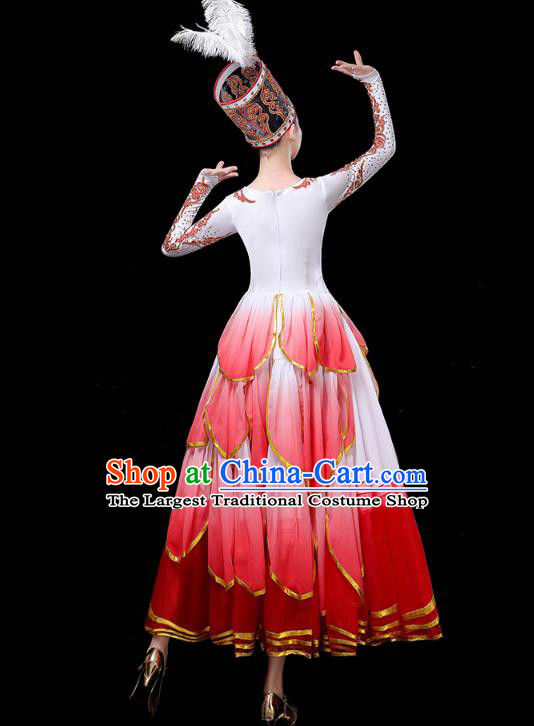 Chinese Traditional Uyghur Nationality Folk Dance Costume Xinjiang Ethnic Flower Dance Dress