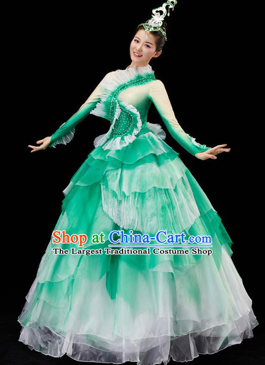 Chinese Traditional Spring Festival Gala Opening Dance Group Dance Green Dress Flower Dance Modern Dance Costume