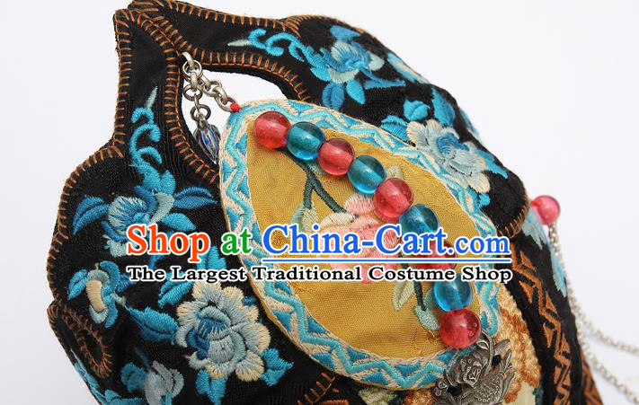 China Handmade National Folk Dance Tassel Headwear Traditional Ethnic Wedding Embroidered Hair Clasp