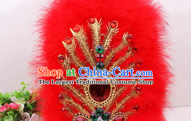 Chinese Traditional Uygur Nationality Red Feather Hat Xinjiang Ethnic Folk Dance Hair Accessories