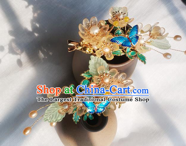 China Ancient Palace Lady Hairpin Traditional Ming Dynasty Chrysanthemum Hair Claws