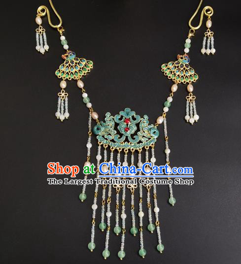 Chinese Ming Dynasty Noble Lady Necklace Ancient Princess Beads Tassel Necklet Accessories