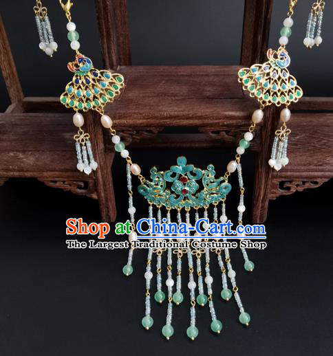 Chinese Ming Dynasty Noble Lady Necklace Ancient Princess Beads Tassel Necklet Accessories