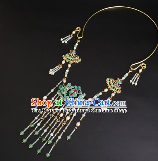 Chinese Ming Dynasty Noble Lady Necklace Ancient Princess Beads Tassel Necklet Accessories