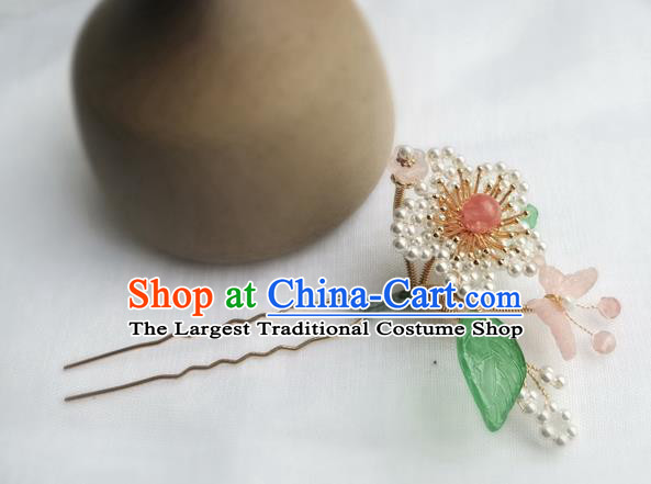 China Ancient Palace Lady Hairpin Traditional Song Dynasty Beads Plum Blossom Hair Stick