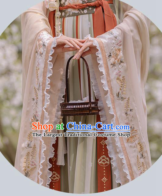 China Traditional Jin Dynasty Royal Princess Historical Clothing Ancient Flower Goddess Hanfu Dress Apparels