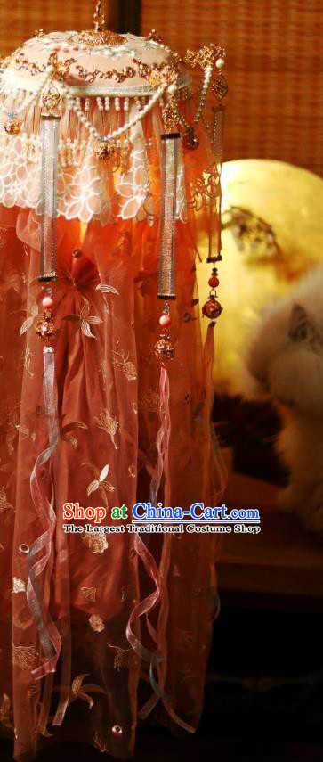 China Traditional Song Dynasty Embroidered Orchids Pink Silk Portable Lamp Handmade Ancient Palace Lantern