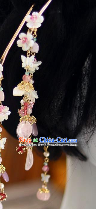 Chinese Ancient Palace Princess Hairpin Traditional Song Dynasty Shell Plum Blossom Tassel Hair Stick